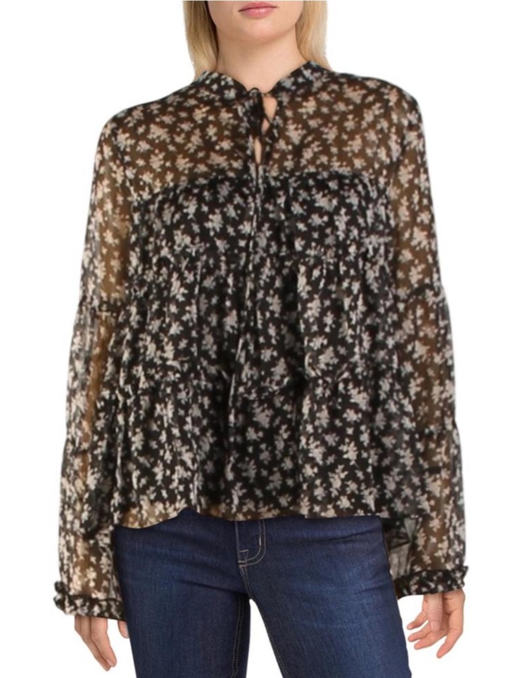 English Factory Womens Floral Tiered Shirt Blouse Top BHFO 6521 NWT